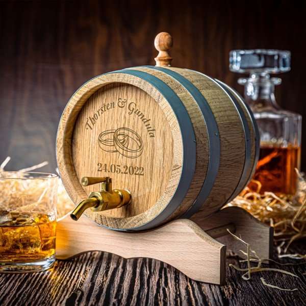 Bild von Whiskyfass zur Hochzeit mit Personalisierung | 🔮 Gravur nach Wunsch 🌟