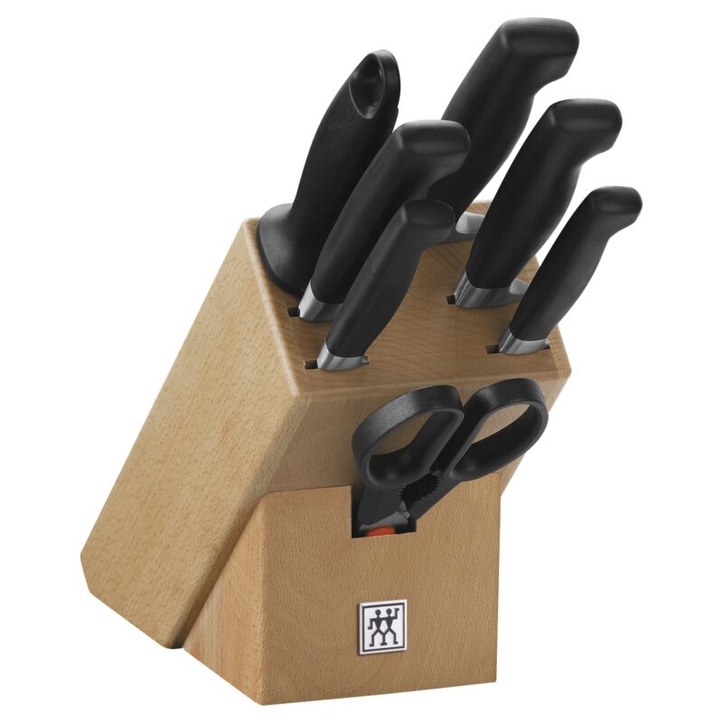 Bild von ZWILLING VIER STERNE Messerblockset 8 tlg Natur | 🔮 Gravur nach Wunsch 🌟