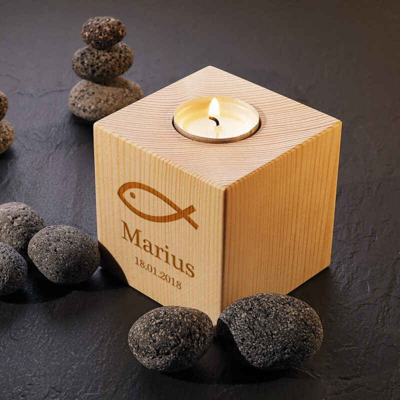Bild von Teelicht aus Holz personalisiert | 🔮 Gravur nach Wunsch 🌟
