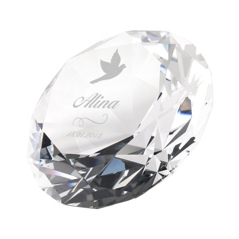 Bild von Diamant aus Glas 8x8cm mit Personalisierung | 🔮 Gravur nach Wunsch 🌟