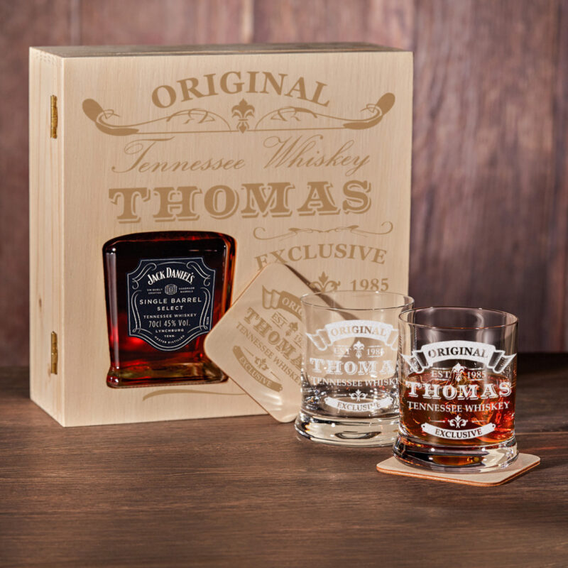 Bild von Jack Daniels 6 tlg Whiskey Geschenkset mit Gravur | 🔮 Gravur nach Wunsch 🌟