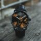 🖻 Armbanduhr Harz und Holz Vergoldet mit braunem Lederarmband | 🔮 Gravur nach Wunsch 🌟 Bild von Armbanduhr Harz und Holz Vergoldet mit braunem Lederarmband | 🔮 Gravur nach Wunsch 🌟