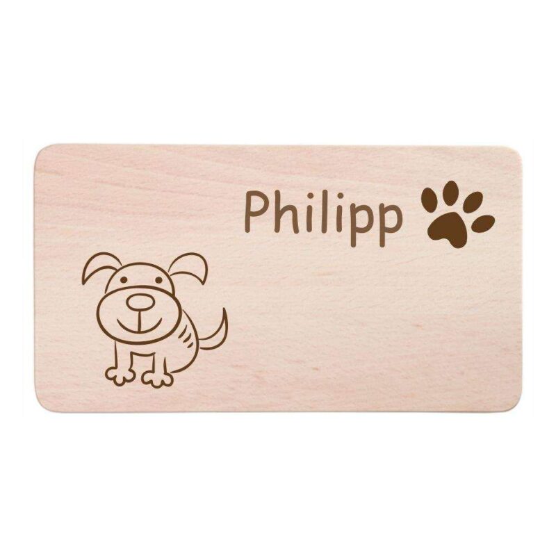 Frühstücksbrettchen mit Gravur für Kinder -Hund