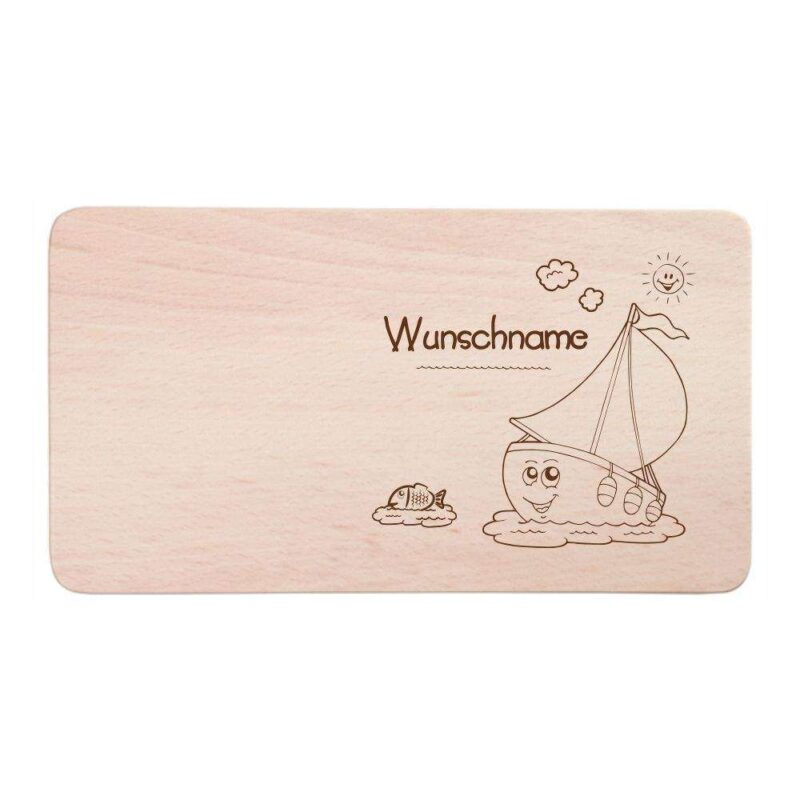 Frühstücksbrettchen für Kinder - Wunschgravur Schiff