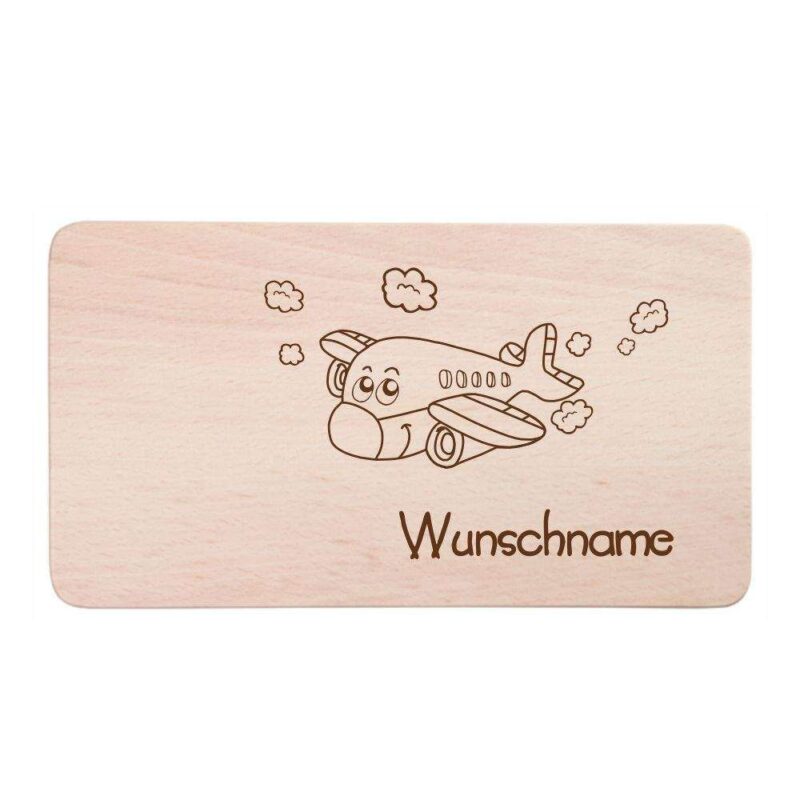 Frühstücksbrettchen für Kinder - Wunschname Flugzeug