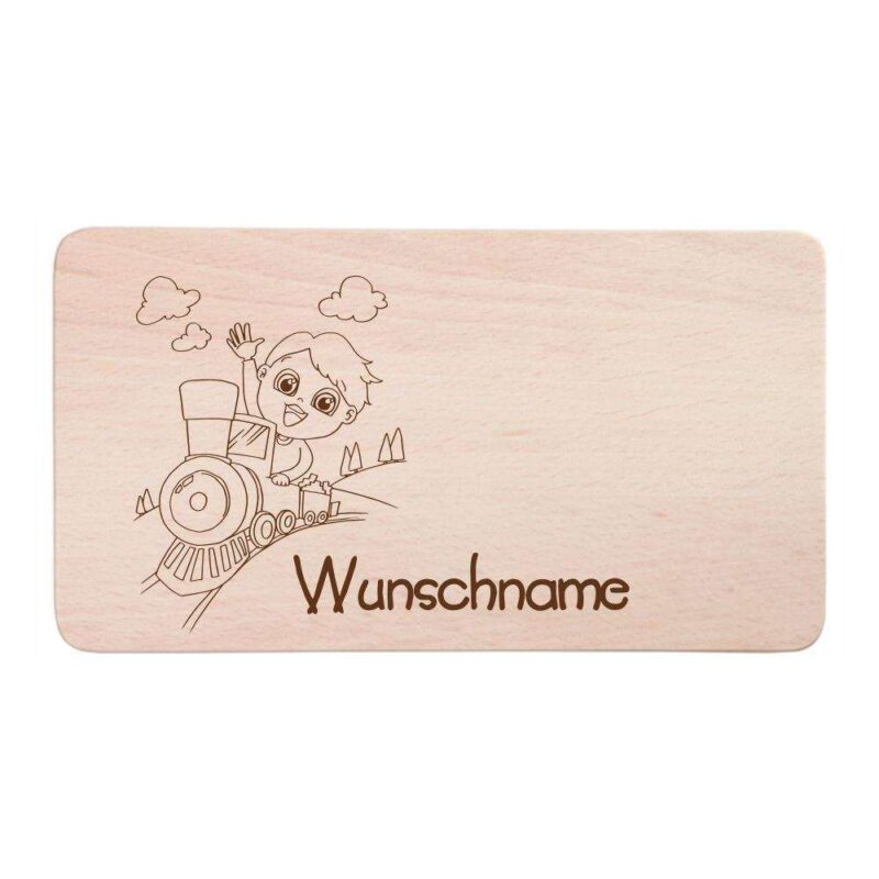Kinder-Frühstücksbrettchen - Dein Name Lokomotive