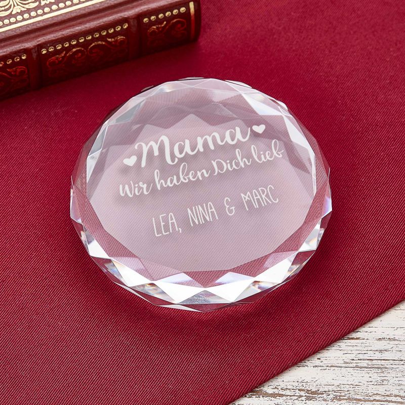 Bild von   runder kristall mit gravur fuejpg | 🌟 Gravur nach Wunsch 🪄