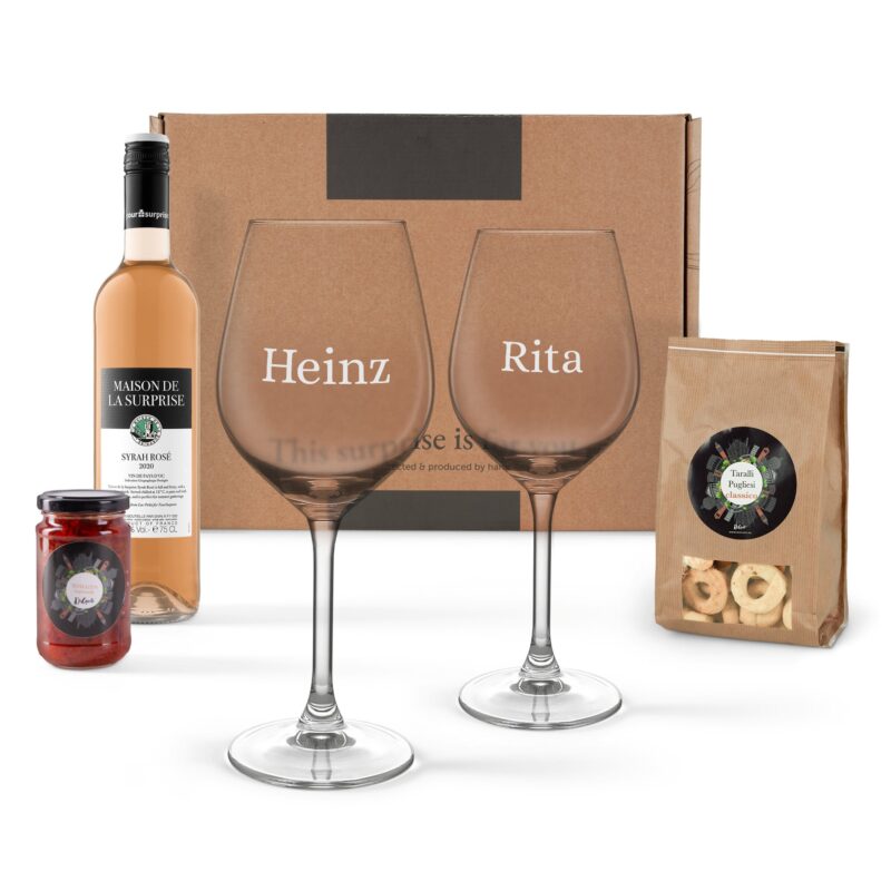 Bild von   wein geschenkset mit roseweinjpg | 🌟 Gravur nach Wunsch 🪄