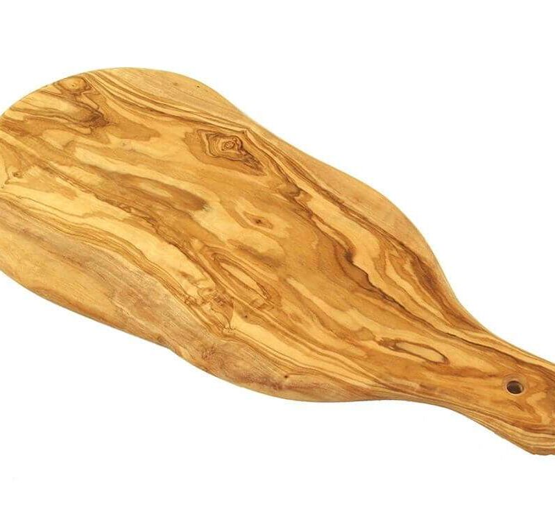 Servierbrett aus Olivenholz mit Griff und Loch