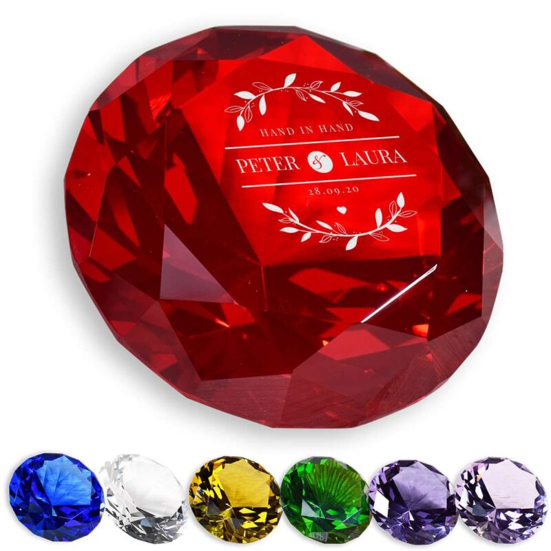 Bild von   deko glas diamant farbig mit pjpg | 🌟 Gravur nach Wunsch 🪄