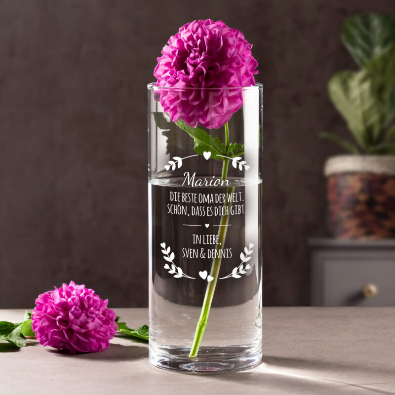 Bild von   runde vase mit gravur personjpg | 🌟 Gravur nach Wunsch 🪄