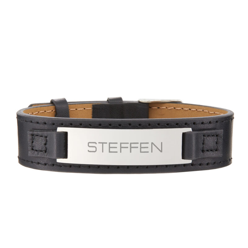 Bild von   schwarzes lederarmband mit grajpg | 🌟 Gravur nach Wunsch 🪄