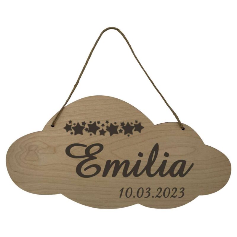 Bild von   holz schild wolke personalisiejpg | 🌟 Gravur nach Wunsch 🪄