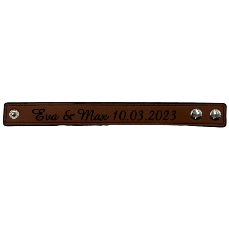 Bild von   armband kunstleder schmal braujpg | 🌟 Gravur nach Wunsch 🪄