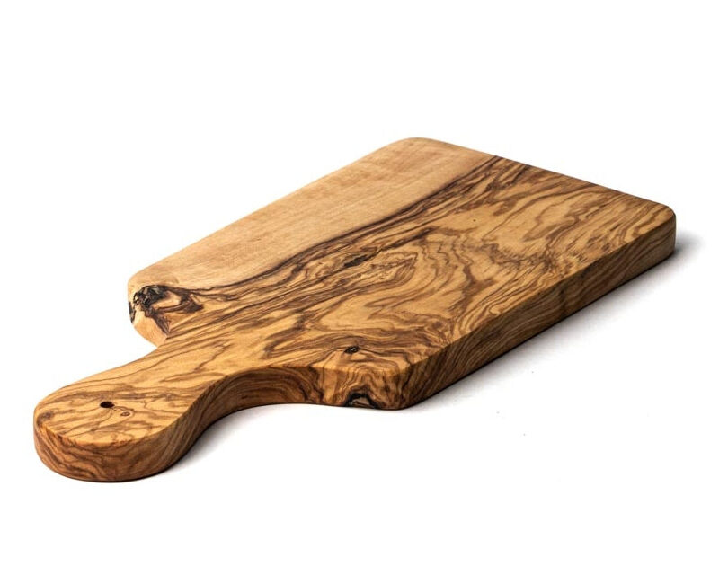 Frühstücksbrett aus Olivenholz mit Griff - 27 cm