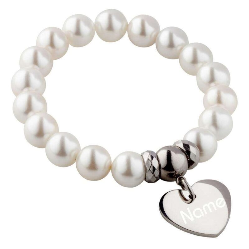 Bild von   perlen armband mit gravur cremjpg | 🌟 Gravur nach Wunsch 🪄