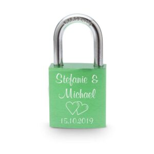 Bild von   liebesschloss alu gruenjpg | 🌟 Gravur nach Wunsch 🪄