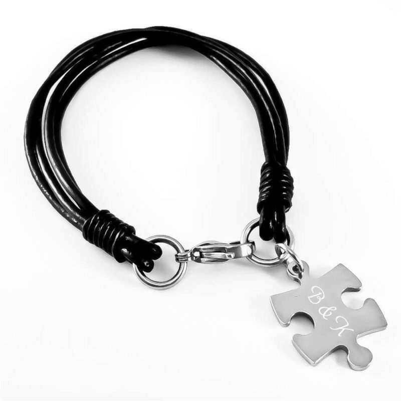 Bild von   leder armband mit gravur puzzljpg | 🌟 Gravur nach Wunsch 🪄