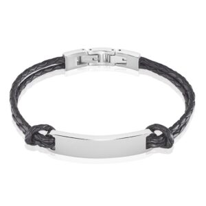 Bild von   herren lederarmband edelstahljpg | 🌟 Gravur nach Wunsch 🪄