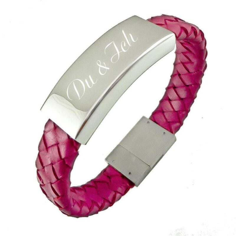 Bild von   leder armband mit gravur pinkjpg | 🌟 Gravur nach Wunsch 🪄