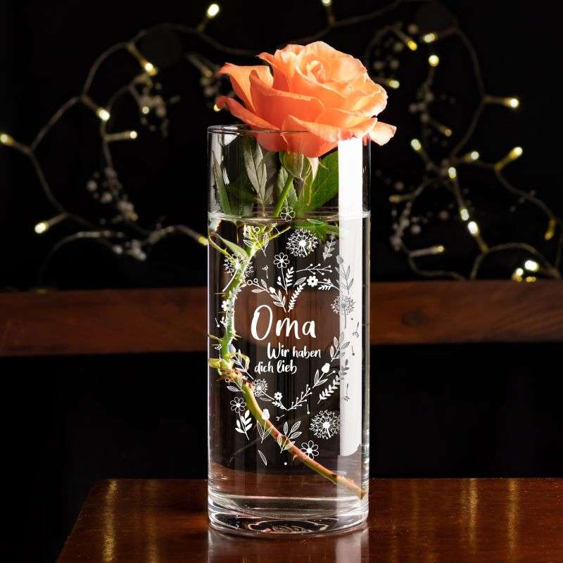 Bild von   runde vase mit gravur blumenjpg | 🌟 Gravur nach Wunsch 🪄