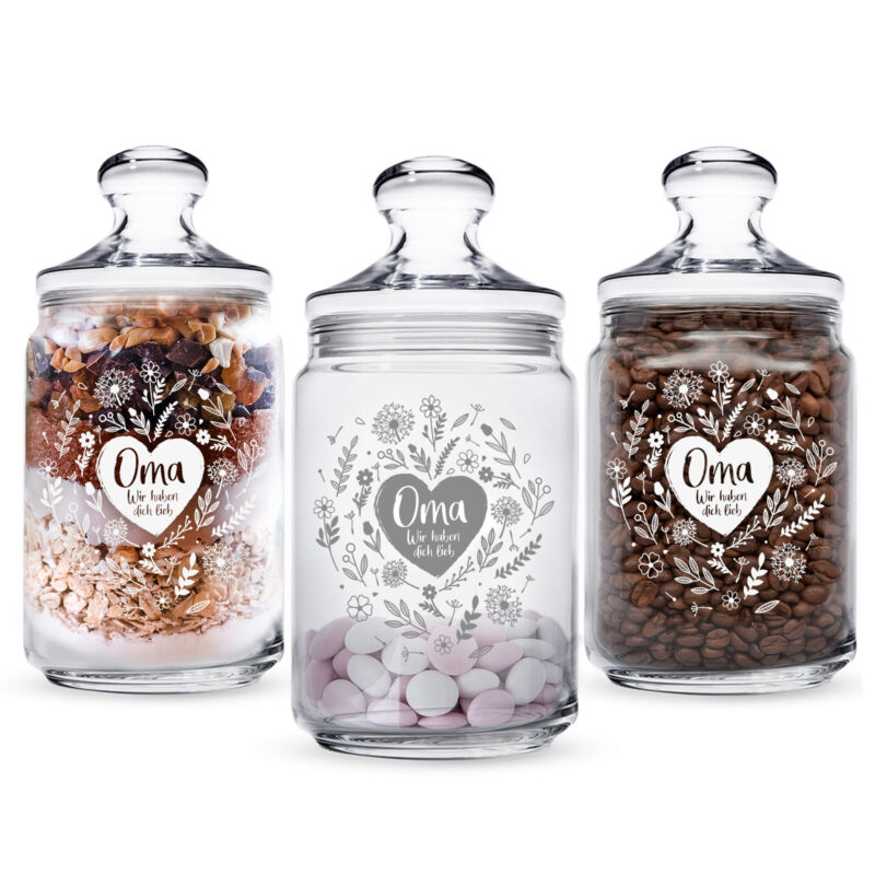 Bild von   bonbonglas mit gravur blumenjpg | 🌟 Gravur nach Wunsch 🪄