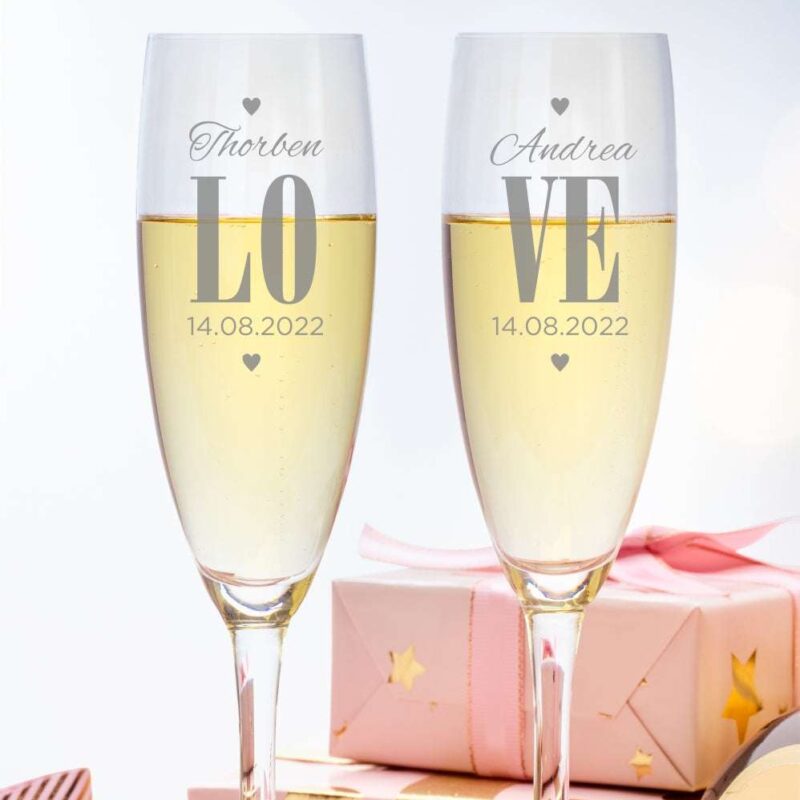2er Set personalisierte Leonardo Sektgläser "LOVE"