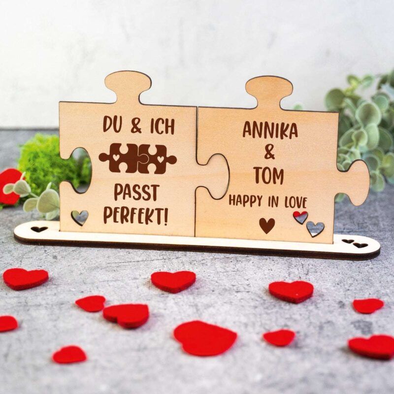 Bild von   holz puzzleteile du und ichjpg | 🌟 Gravur nach Wunsch 🪄