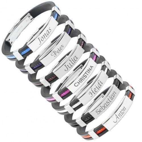 Armband mit Gravur Kautschuk Kordel