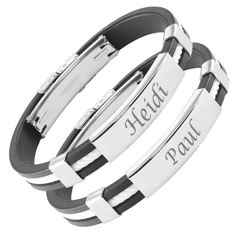Bild von   partner armbander kordel weiajpg | 🌟 Gravur nach Wunsch 🪄