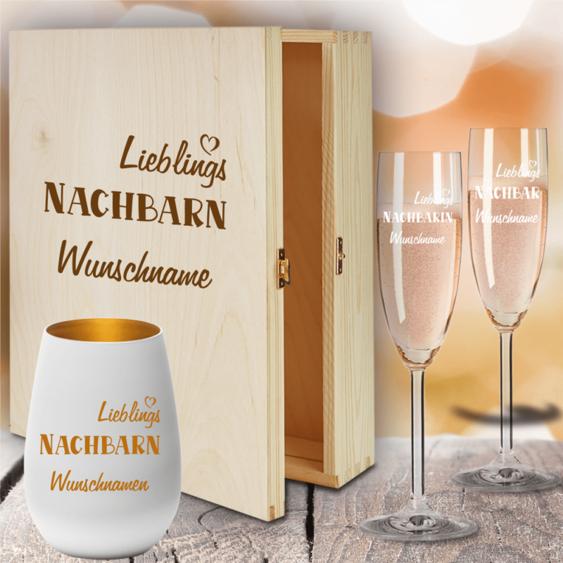 Bild von   geschenkbox sektglaeser von lepng | 🌟 Gravur nach Wunsch 🪄