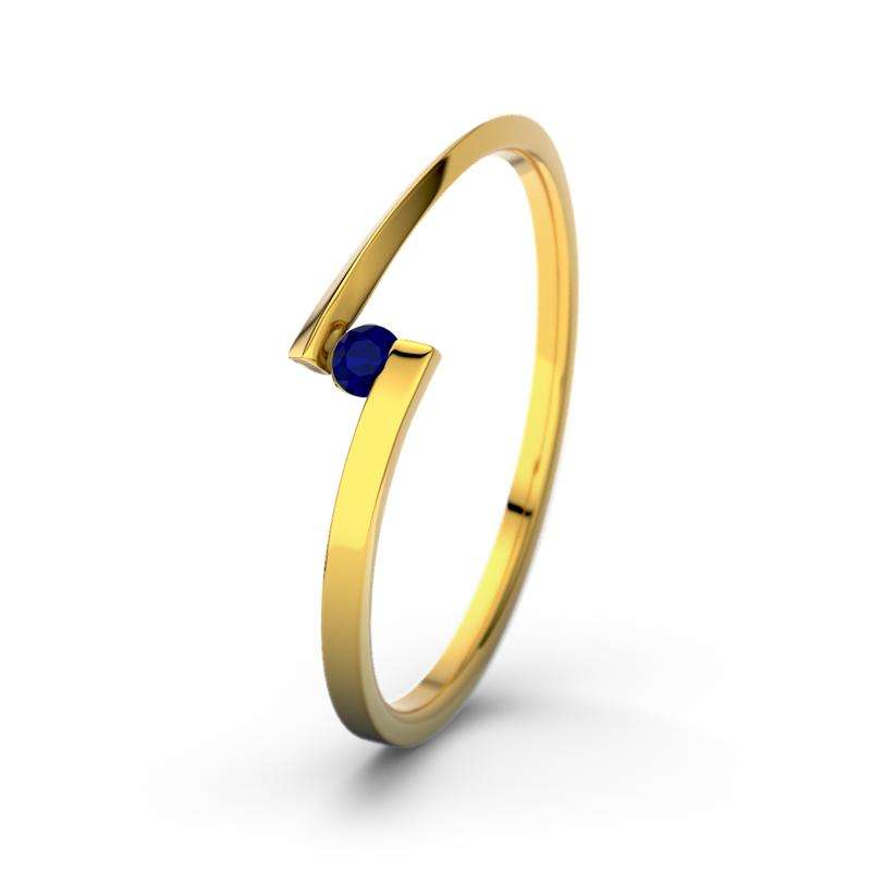 Bild von   blauer saphir gelbgoldring lenjpg | 🌟 Gravur nach Wunsch 🪄