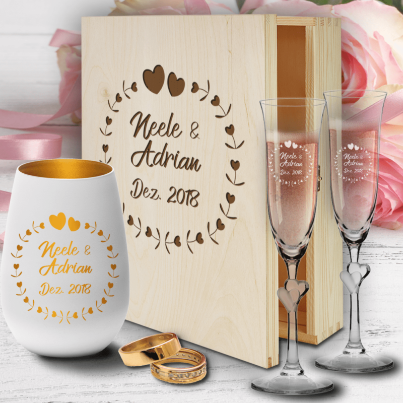Bild von   hochzeit sektglaeser und windlpng | 🌟 Gravur nach Wunsch 🪄