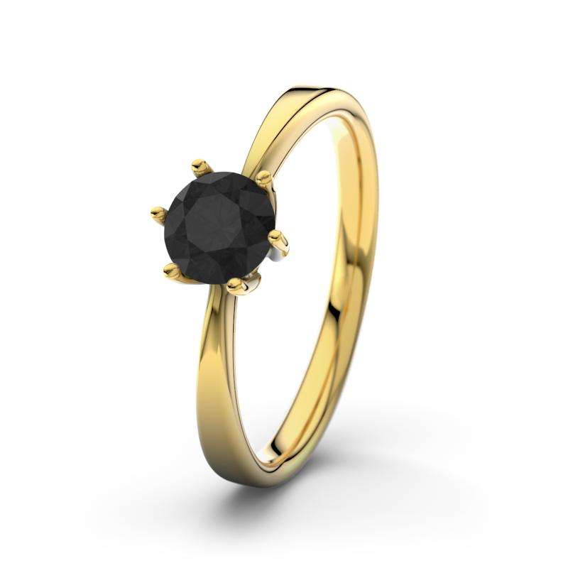 Bild von   diamant schwarz gelbgoldring ejpg | 🌟 Gravur nach Wunsch 🪄