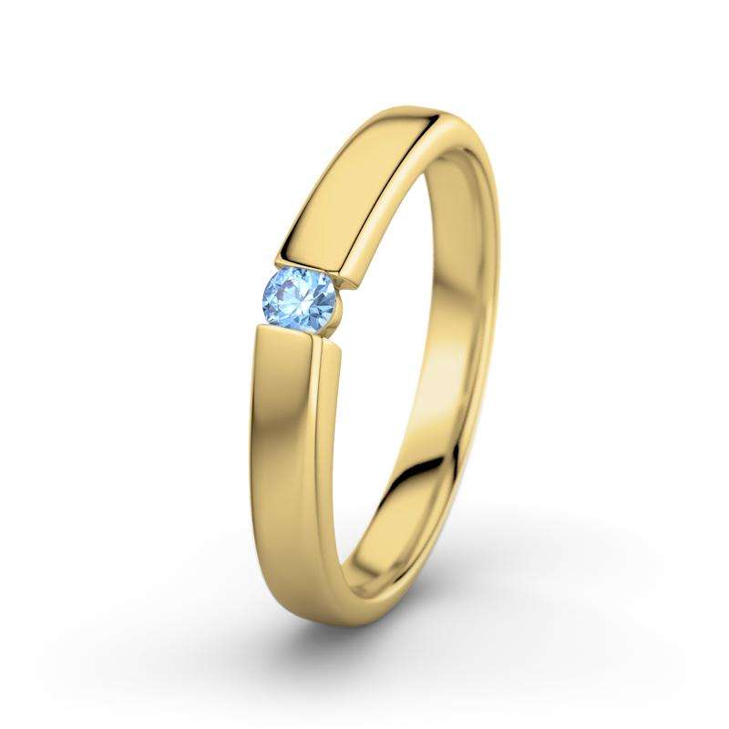 Bild von   blauer topas gelbgoldring beatjpg | 🌟 Gravur nach Wunsch 🪄