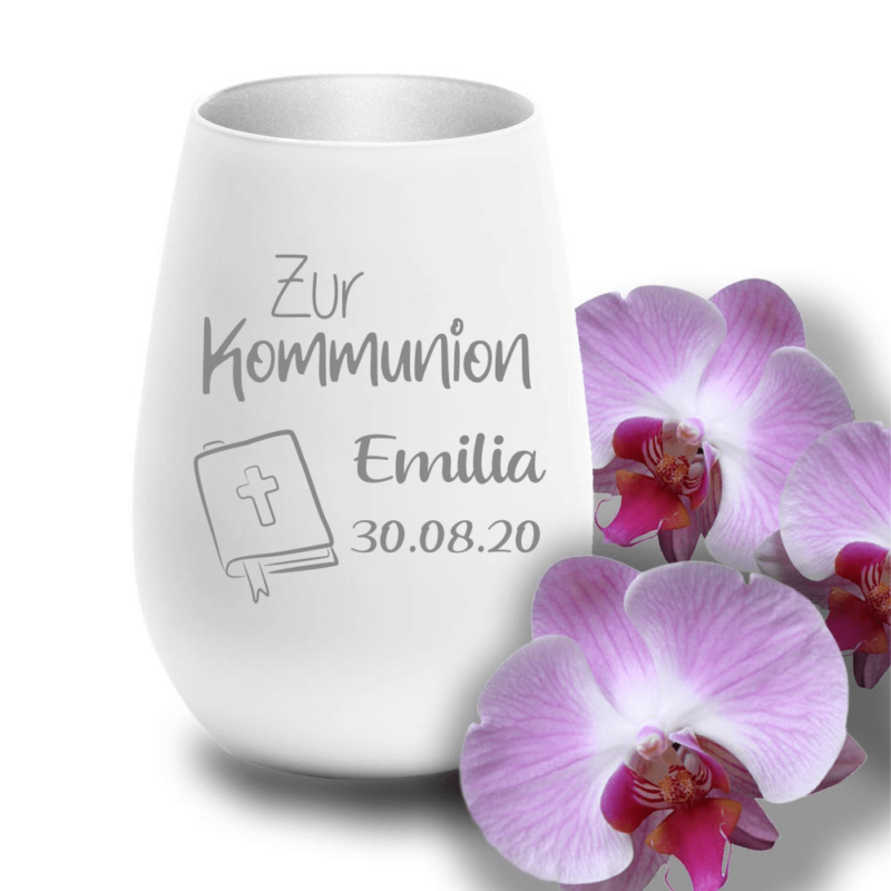 Bild von   windlicht mit gravur weiss silpng | 🌟 Gravur nach Wunsch 🪄