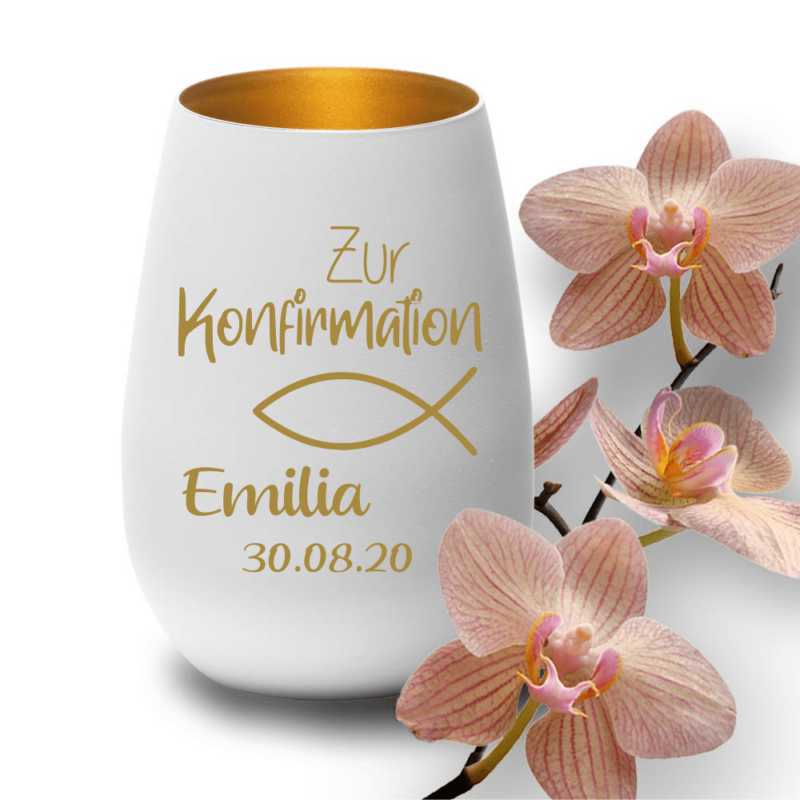 Bild von   windlicht mit gravur weiss golpng | 🌟 Gravur nach Wunsch 🪄