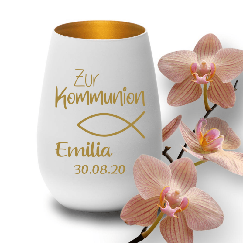 Bild von   windlicht mit gravur weiss golpng | 🌟 Gravur nach Wunsch 🪄