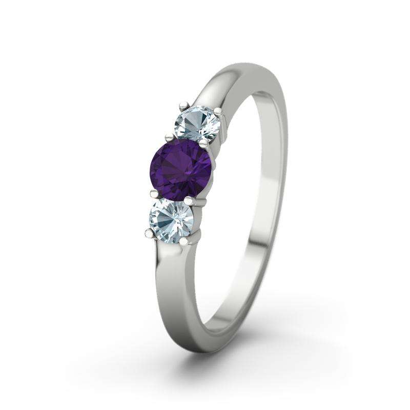 Bild von   amethyst weissgoldring roubyjpg | 🌟 Gravur nach Wunsch 🪄