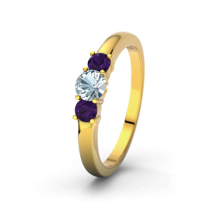 Bild von   aquamarin gelbgoldring roubyjpg | 🌟 Gravur nach Wunsch 🪄