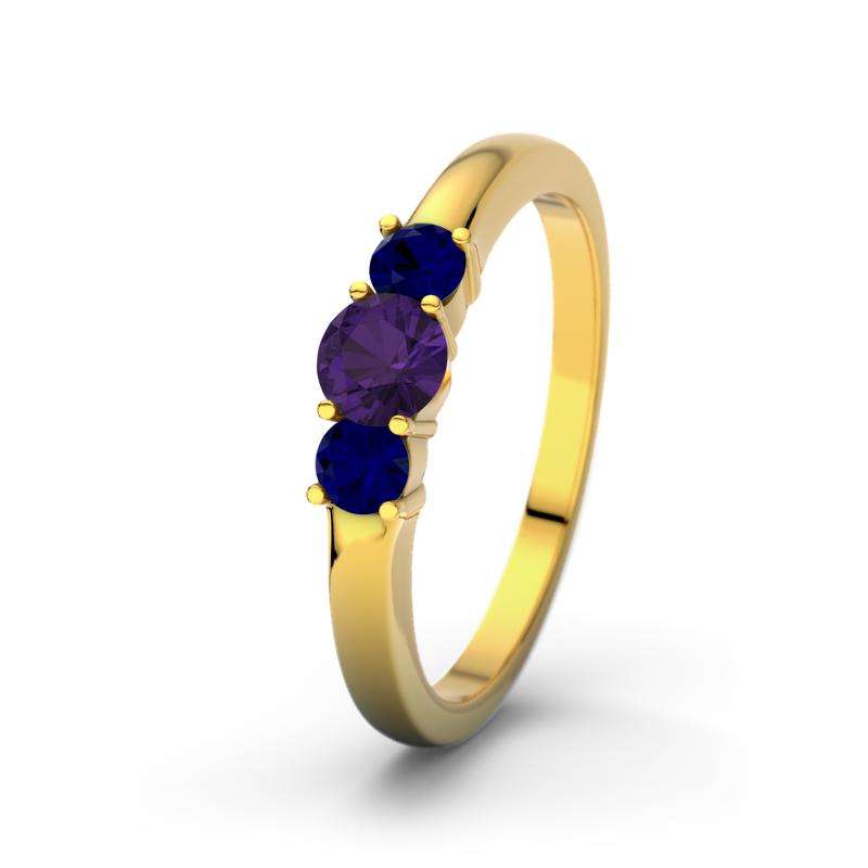 Bild von   blauer saphir gelbgoldring roujpg | 🌟 Gravur nach Wunsch 🪄