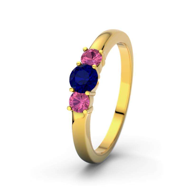 Bild von   blauer saphir gelbgoldring roujpg | 🌟 Gravur nach Wunsch 🪄