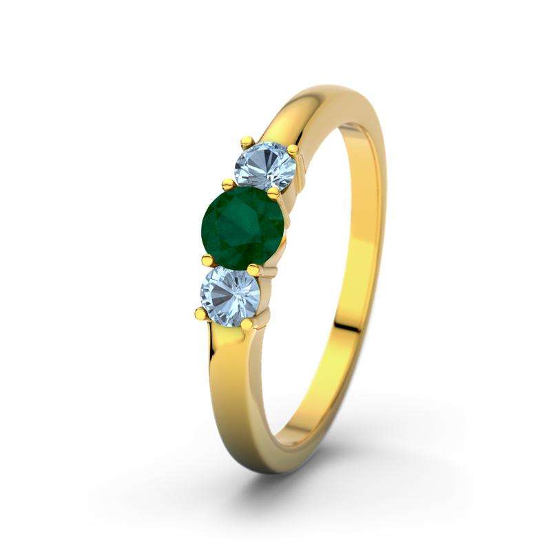 Bild von   blauer topas gelbgoldring roubjpg | 🌟 Gravur nach Wunsch 🪄