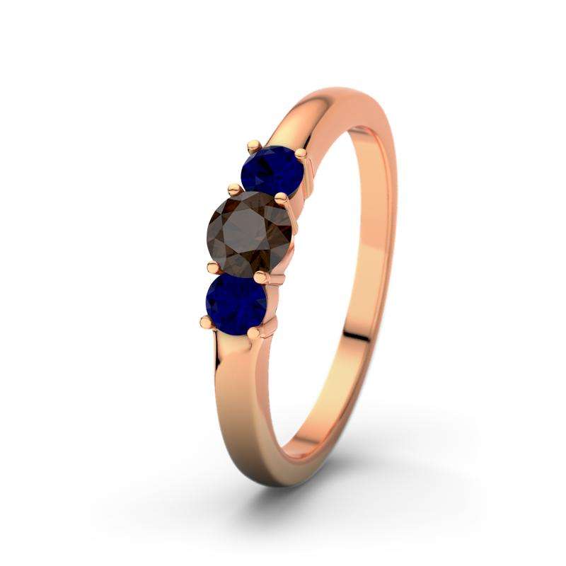 Bild von   blauer saphir rotgoldring roubjpg | 🌟 Gravur nach Wunsch 🪄