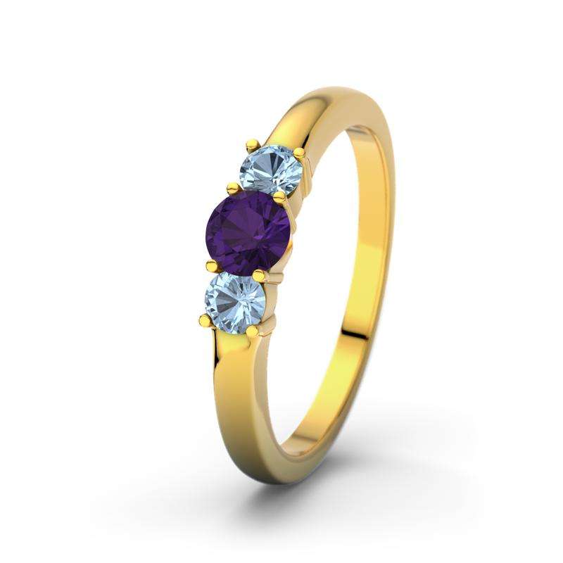 Bild von   amethyst gelbgoldring roubyjpg | 🌟 Gravur nach Wunsch 🪄