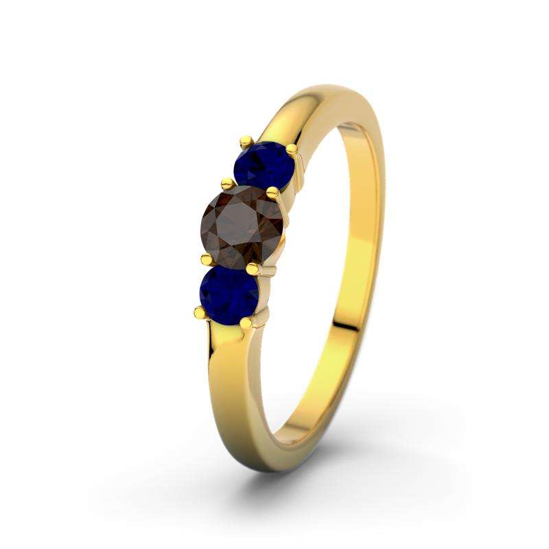 Bild von   blauer saphir gelbgoldring roujpg | 🌟 Gravur nach Wunsch 🪄