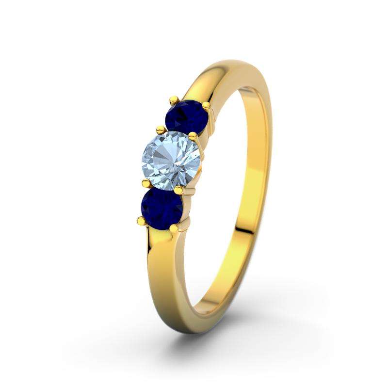 Bild von   blauer topas gelbgoldring roubjpg | 🌟 Gravur nach Wunsch 🪄