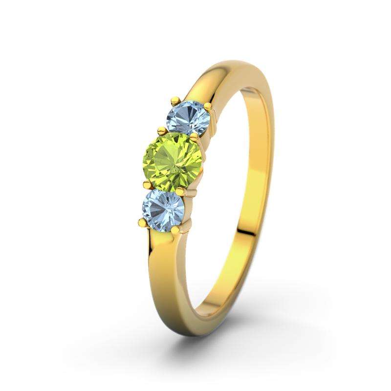 Bild von   blauer topas gelbgoldring roubjpg | 🌟 Gravur nach Wunsch 🪄