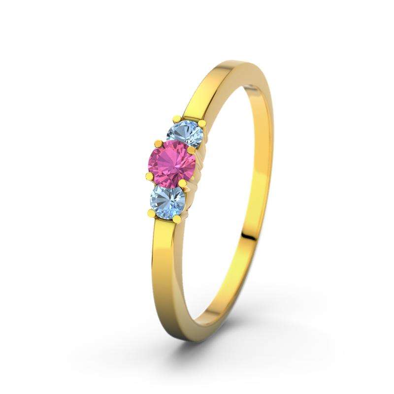 Bild von   pinker turmalin gelbgoldring sjpg | 🌟 Gravur nach Wunsch 🪄