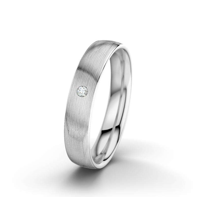 Diamant Weißgold längsmattring Mary - (Weißgold 585 längsmatt) Ring mit gratis Ringgravur